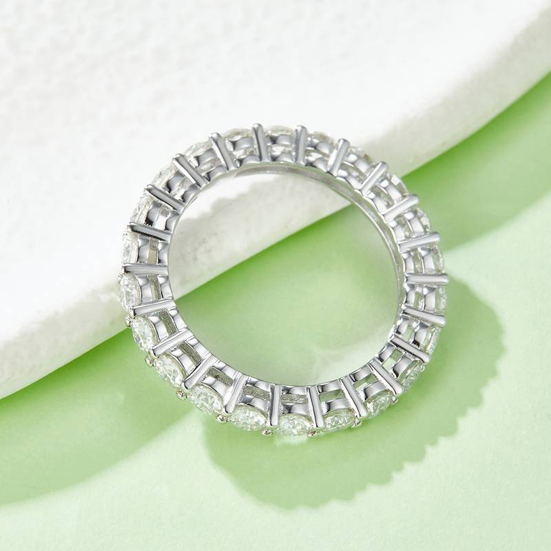 Round body lined ring S925 silver plated platinum moissanite diamond women's ring 2.4 carats D-grade